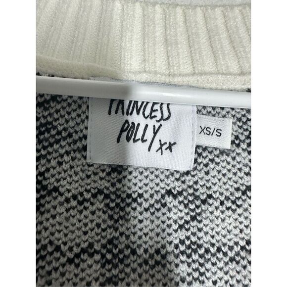 PRINCESS POLLY ASHTON SWEATER VEST WHITE BLACK SZ XS/S OVERSIZED - Picture 4 of 12